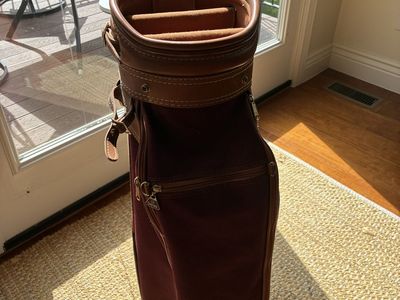 Vintage Daiwa Burgundy and Brown Leather Golf Cart Bag