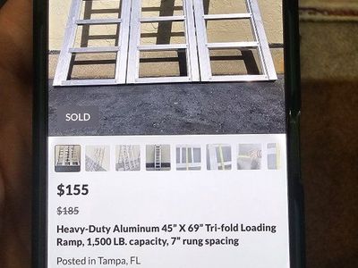 Heavy-Duty Aluminum 45" X 69" Tri-Fold Loading Ramp, 1,500 LB. capacity