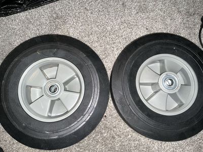 Pair of Solid Rubber Utility Wheels - Dolly / Cart / Hand Truck
