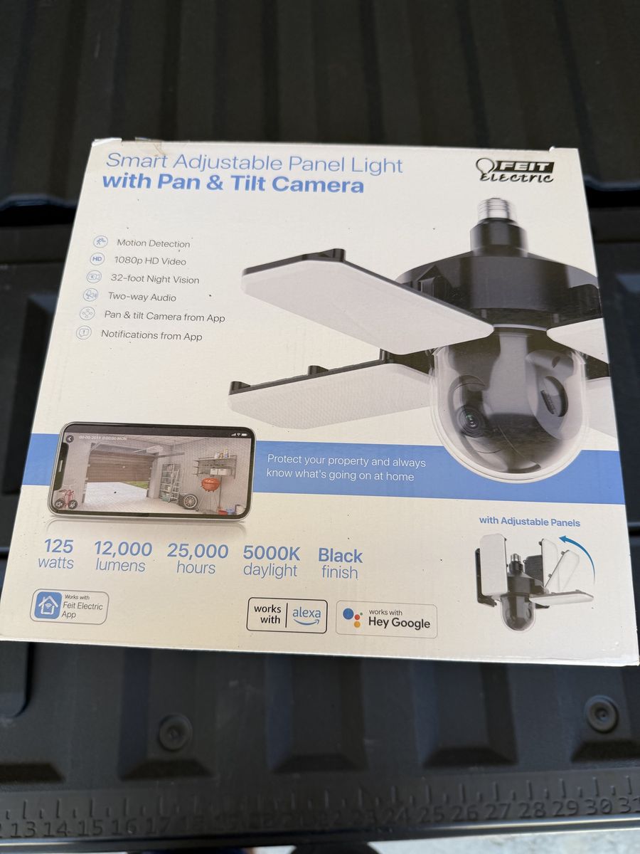 Feit Electric Smart Adjustable Panel Light with Pan & Tilt 1080p HD Camera & Motion Detection