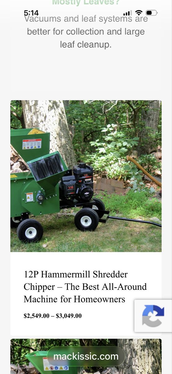 Mighty Mac 12P Hammermill Shredder Chipper for Homeowners - The Best All-Around Machine,
