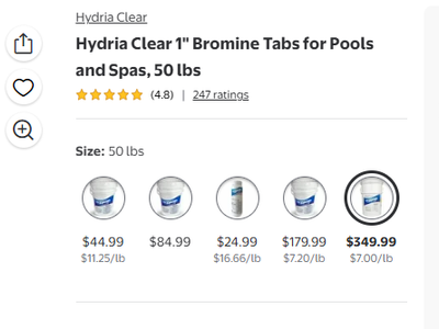 Hydria Clear 1" Bromine Tabs for Pools and Spas, 50 lbs