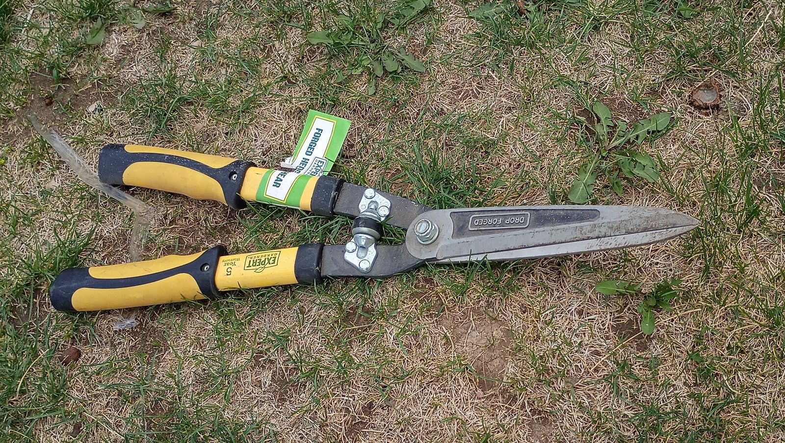 Assorted Yard Tools - Hedge Shears, Shovel, Broom, Post Hole Digger
