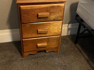 Wood 3-Drawer Nightstand/Side Table - Good Condition