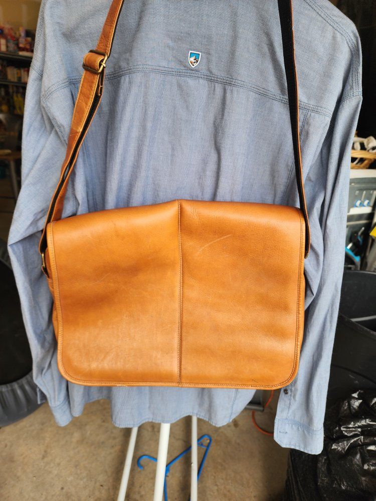 leather 15in laptop bag messenger shoulder bag