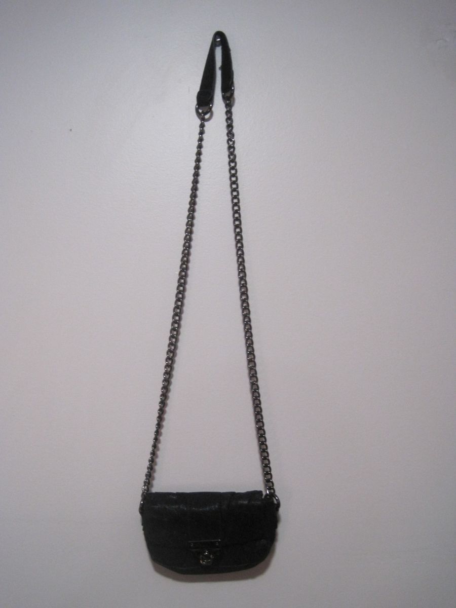 Apt 9 Women's Black Mini Crossbody Chain Snap Inner Pocket Leather Purse Bag