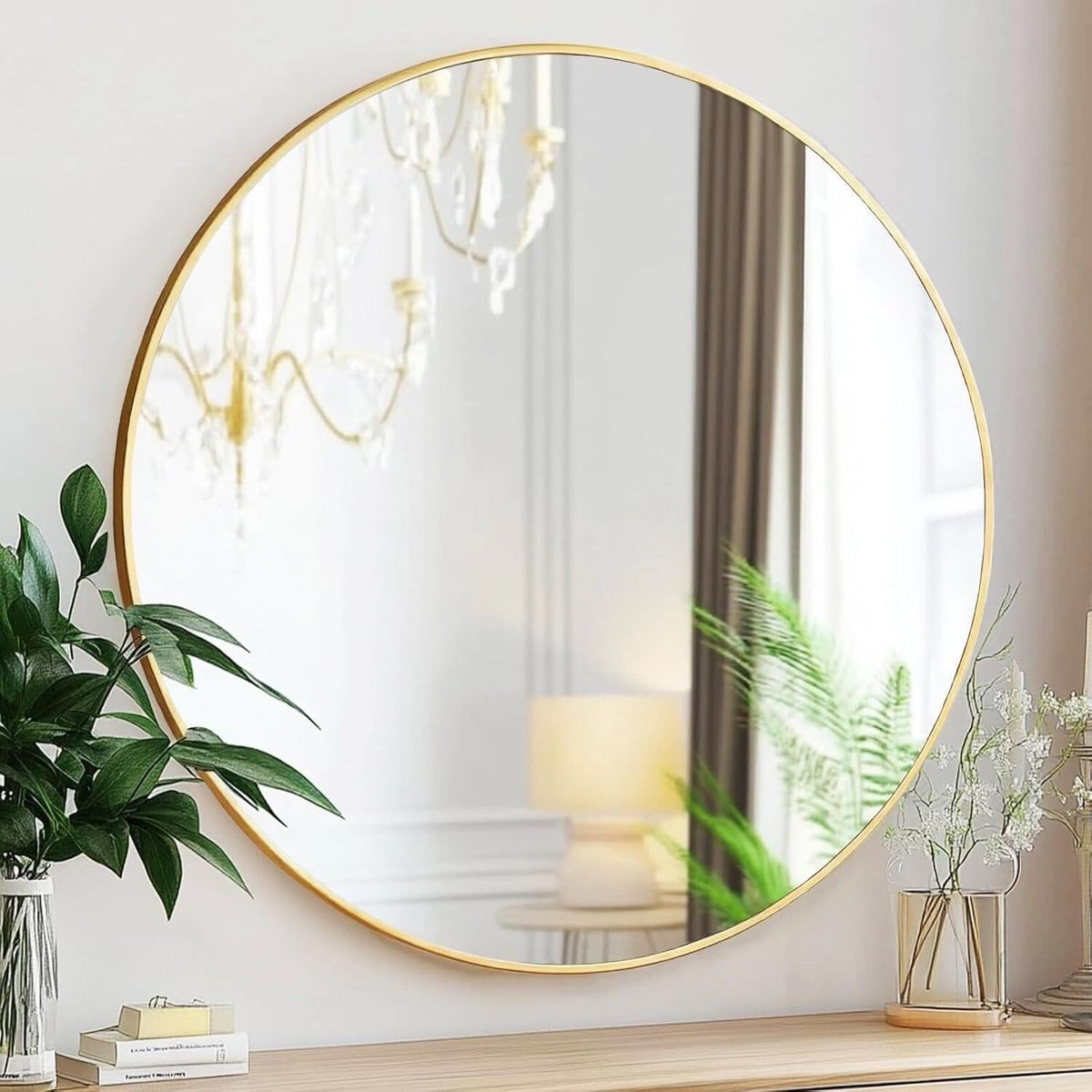 24” Gold Round Mirror Bathroom Vanity Wall -NEW
