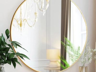 24” Gold Round Mirror Bathroom Vanity Wall -NEW