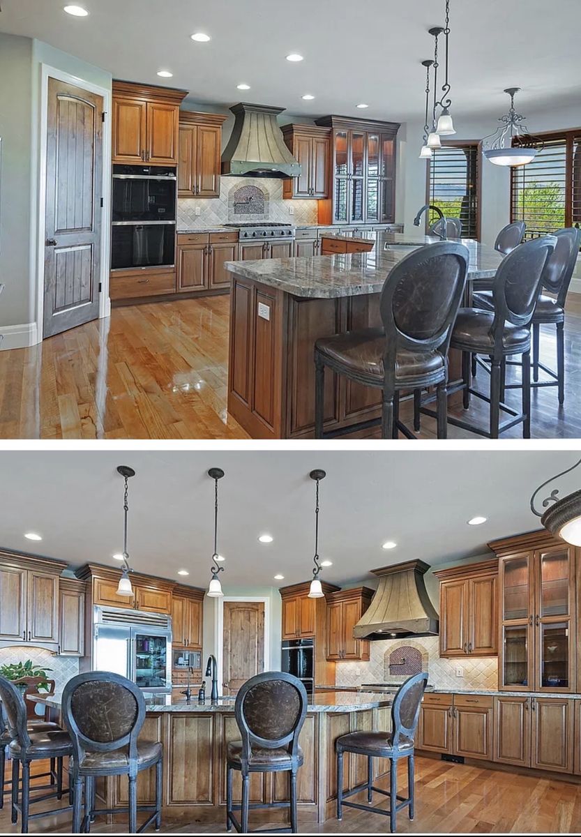 Beautiful custom Kitchen Cabinetry Set - Complete Wood Kitchen Cabinets, Island and granite countertops.
