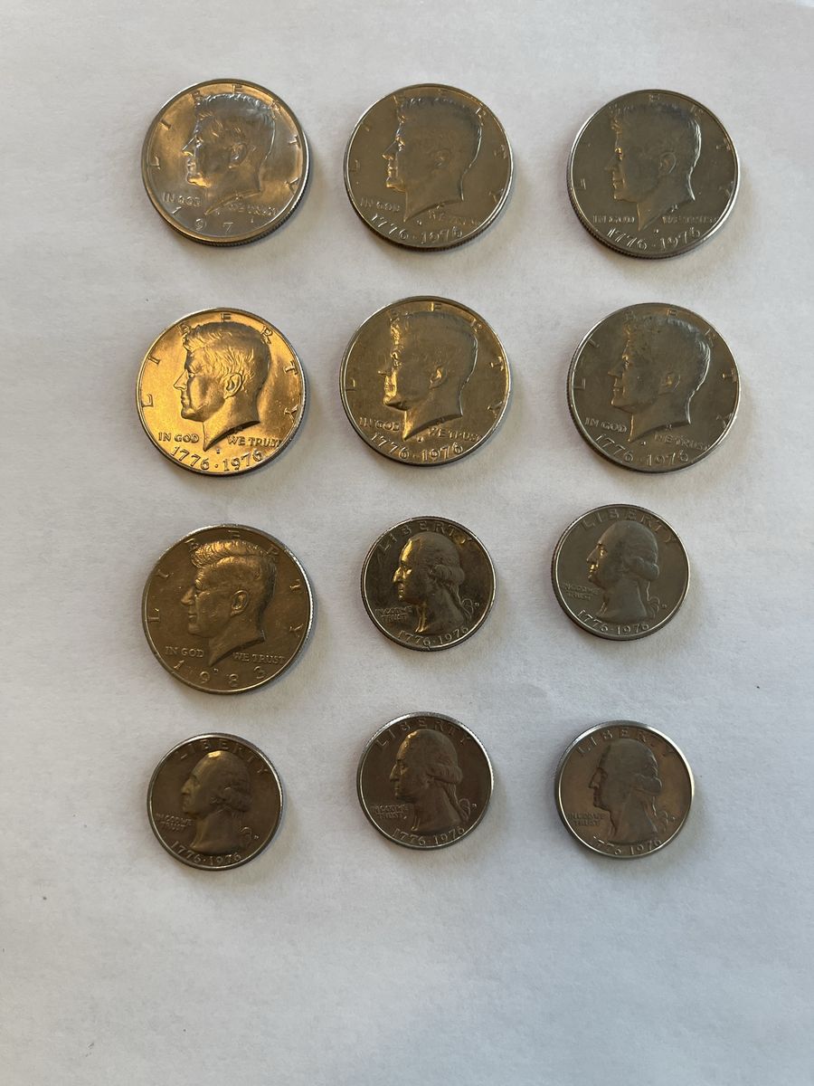 Kennedy Half Dollar and Washington Bicentennial Coin Lot (12 Coins)