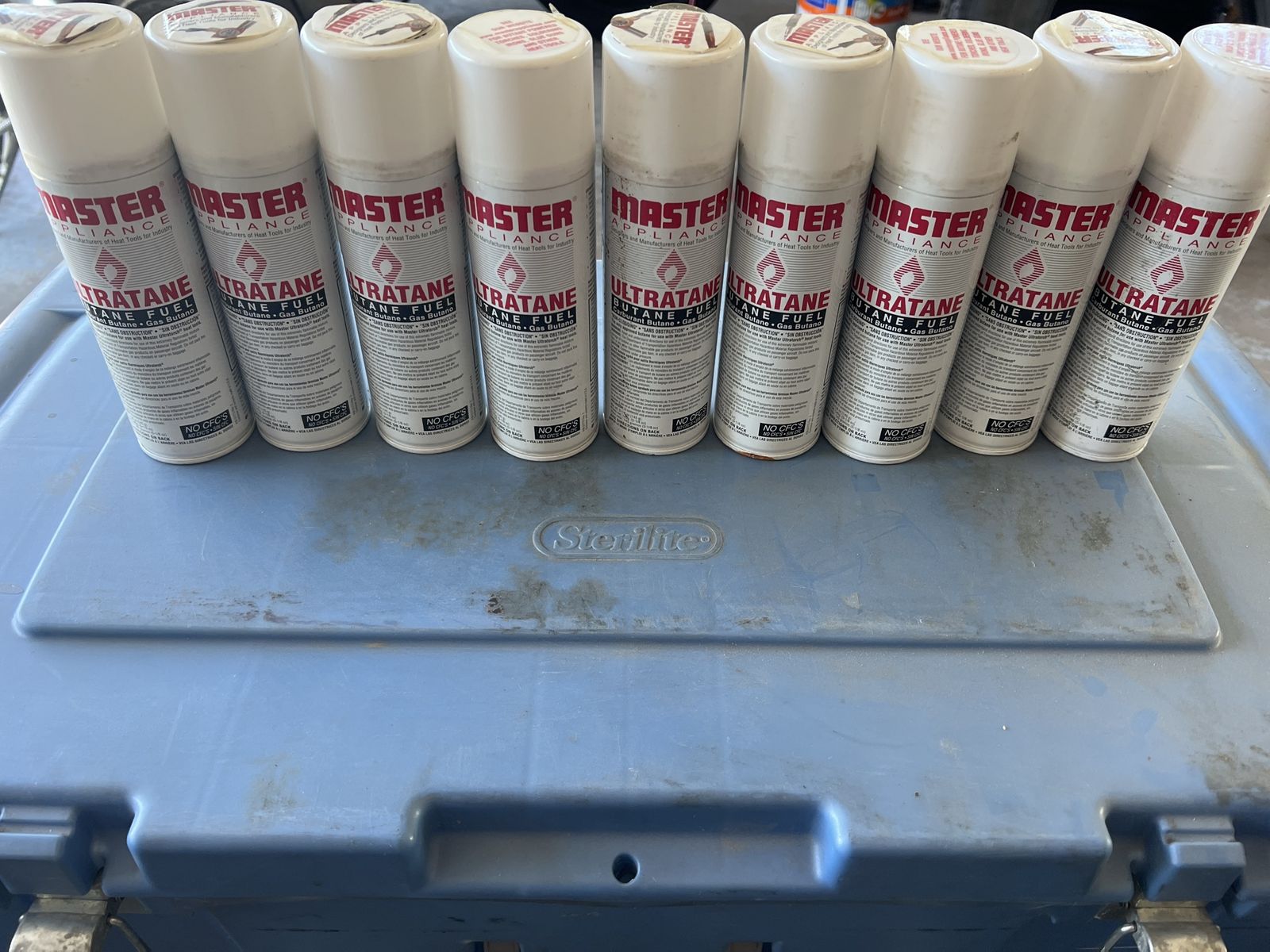 Lot of 9 Master Appliance Ultratane Butane Fuel Cans (5-1/8 oz / 145g)