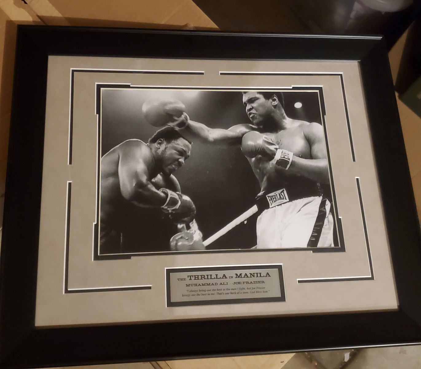 NEW - Muhammad Ali vs Joe Frazier Thrilla in Manila Framed Photo 19x23