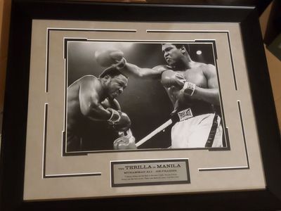NEW - Muhammad Ali vs Joe Frazier Thrilla in Manila Framed Photo 19x23