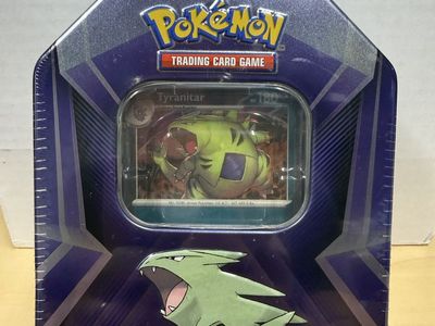 Pokemon TCG Tyranitar Triple Header Evolution Tin Factory Sealed Collectible Card Game