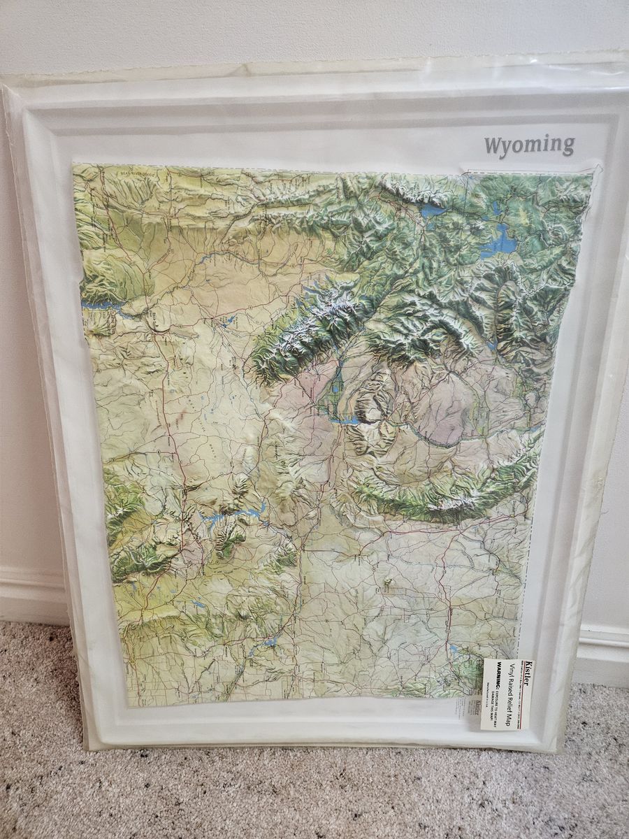 Vintage Kistler Graphics 3D Raised Relief Map of Wyoming