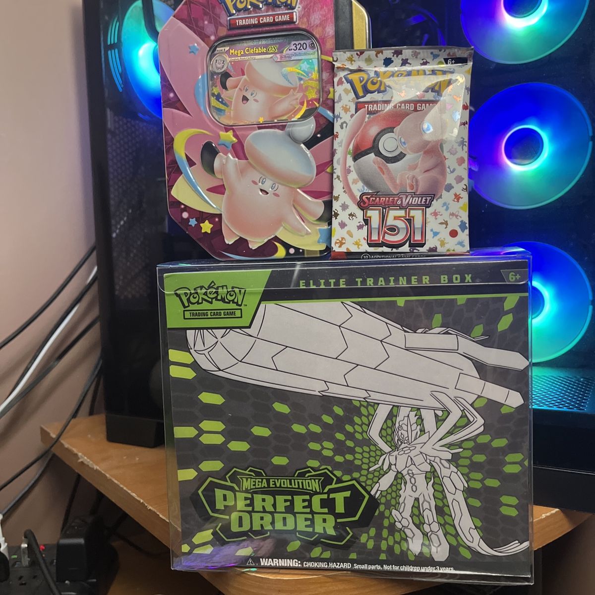 Pokemon TCG Mega Clefable EX Tin, Scarlet & Violet 151 Pack, Mega Evolution Perfect Order Elite Trainer Box