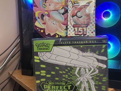 Pokemon TCG Mega Clefable EX Tin, Scarlet & Violet 151 Pack, Mega Evolution Perfect Order Elite Trainer Box