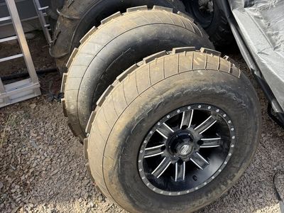 Front and Rear Sand Tire Set Sand Lite on Tusk Cascade for SXS Front 28x 10 -14 Ribbed. Rear 28x12-13 Paddle.