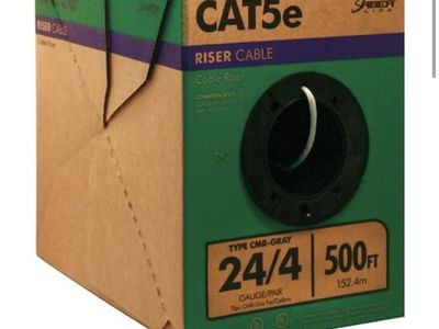 500-ft 24 CAT 5e 4 Riser Gray Data Cable Pull box
