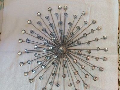 Decorative Wall Art Metal Sunburst Sculpture with Glass Jewels - Modern Home Decor Accent