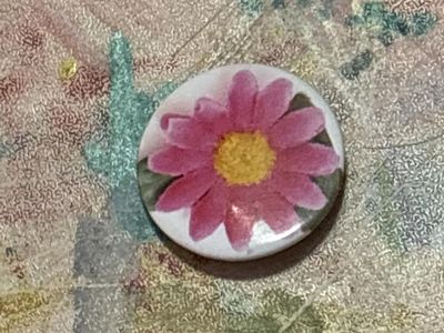 Small Pink Flower Button Pin - 1.25" Diameter