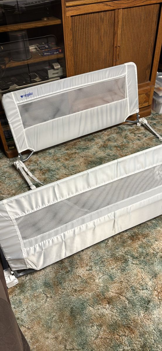 2-piece set Regalo bed rails white approximately 43” length 18” high swing down