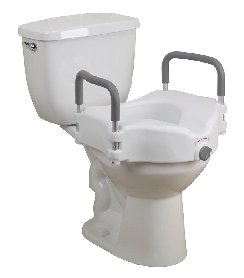 2-in-1 Raised Toilet Seat with Removable Padded Arms, Standard Bowl