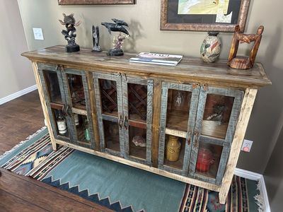 Rustic Solid Wood Credenza Cabinet Hutch