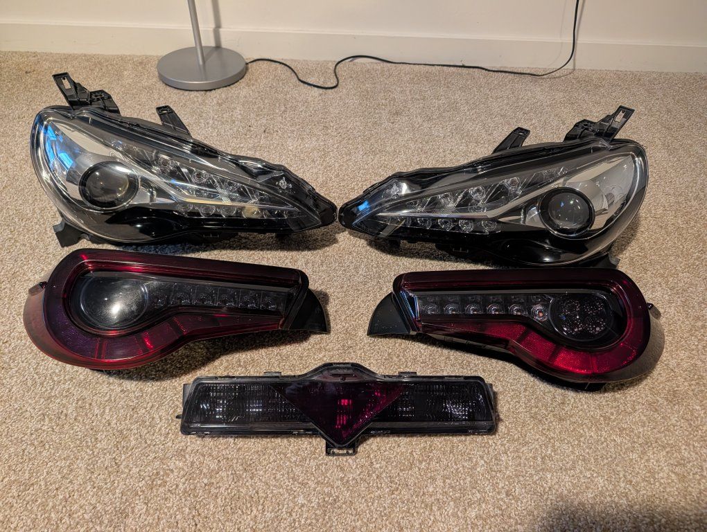 OEM Toyota 86/Subaru BRZ Headlights & Tail Lights - Smoked Red Valenti Style, Excellent Condition