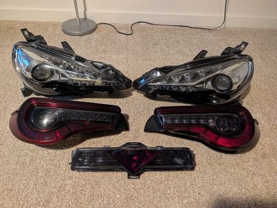 OEM Toyota 86/Subaru BRZ Headlights & Tail Lights - Smoked Red Valenti Style, Excellent Condition