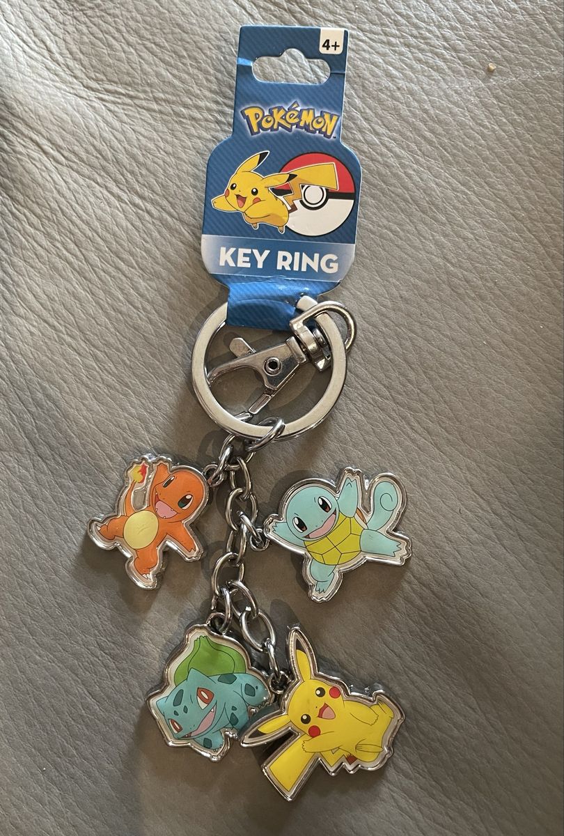 Pokemon Multi-Charm Key Ring featuring Pikachu, Bulbasaur, Squirtle and Charmander Charm