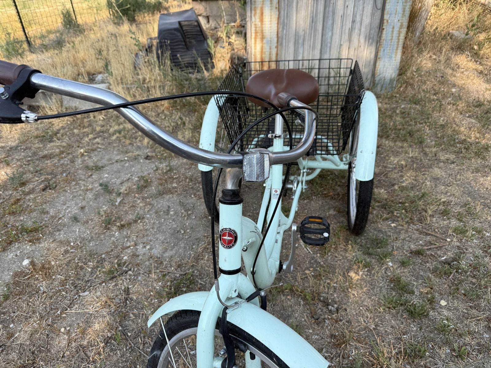Schwinn Meridian Adult Tricycle - Mint Green Three-Wheel Bicycle with Rear Basket