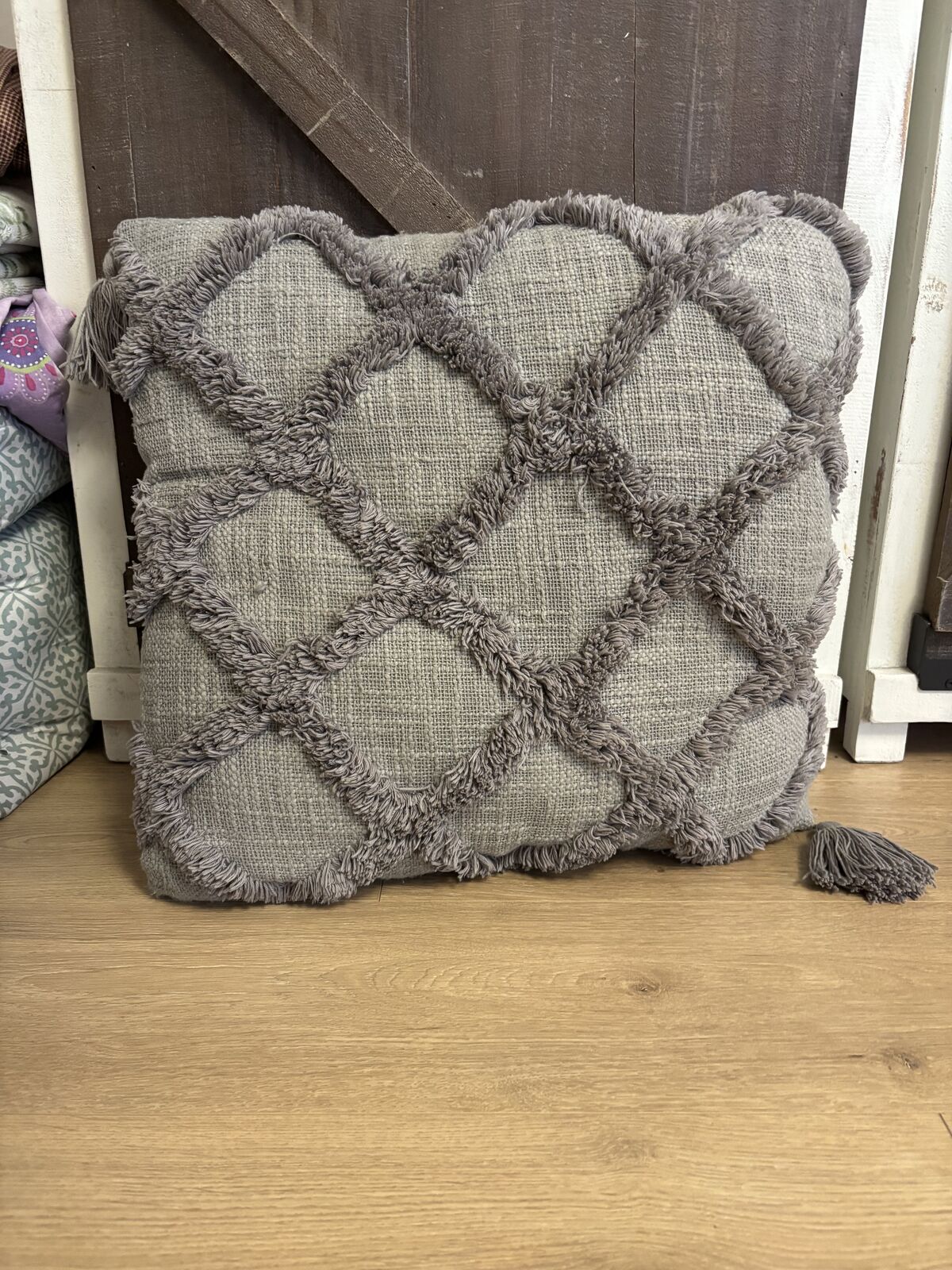 Gray accent pillow