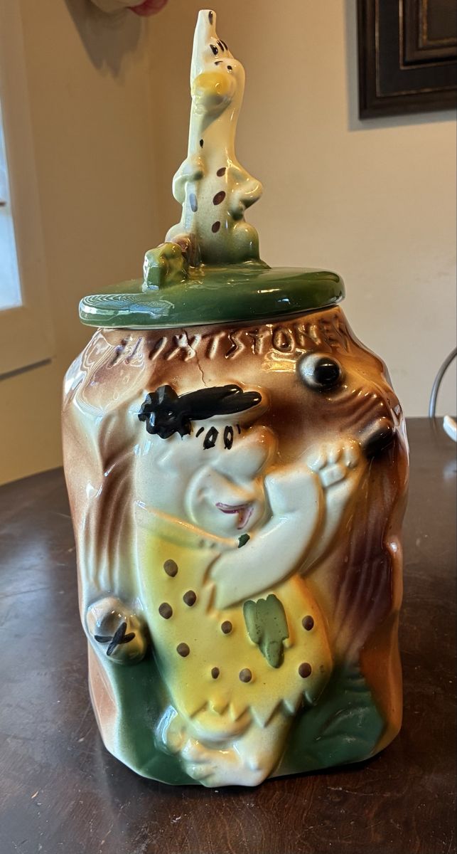 Vintage 1960s Flintstones Ceramic Cookie Jar, Fred flintstone and Dino