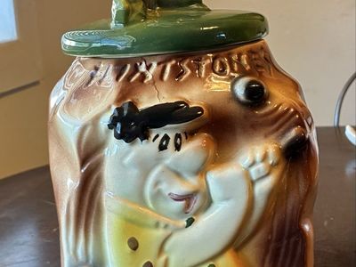 Vintage 1960s Flintstones Ceramic Cookie Jar, Fred flintstone and Dino