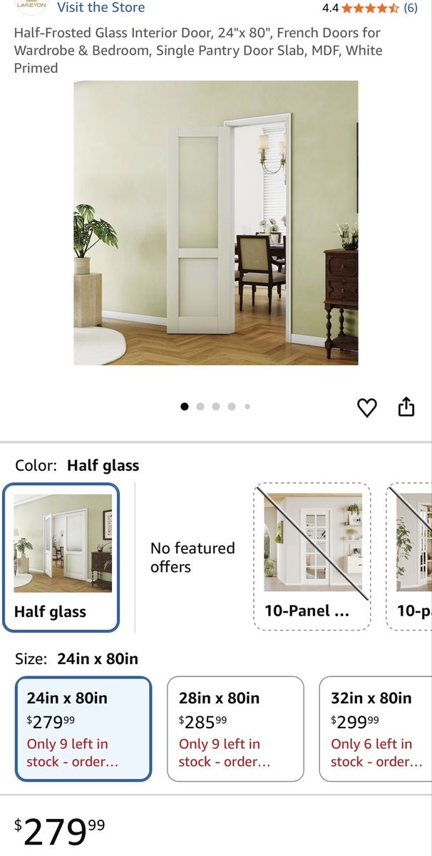 Half frosted glass interior door