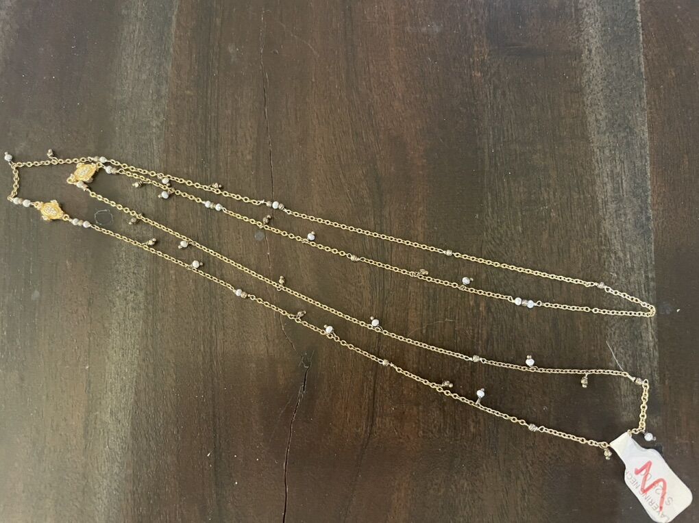 New Really Long Dainty Gold Tone Necklace