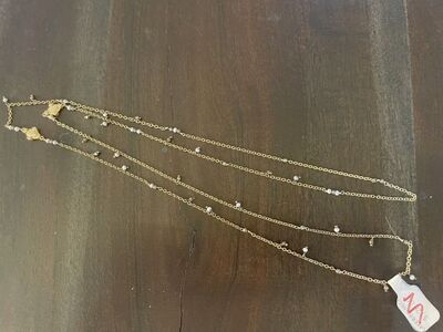 New Really Long Dainty Gold Tone Necklace
