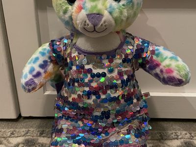Colorful Cheetah Build A Bear with sparky dress
