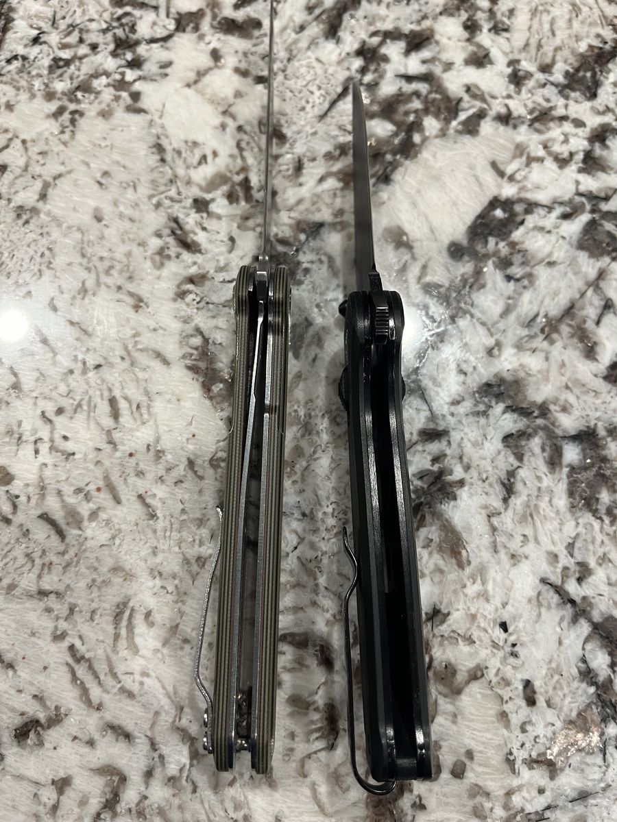 Sog Terminus XR and Damascus steel pocket knives