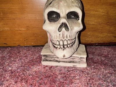 Skull Candle Holder with Wax Drips - Halloween Decor or Goth Home Accent