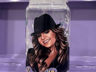 Jenni Rivera plastic Cup with Straw - Clear, Butterfly Design, Drinkware