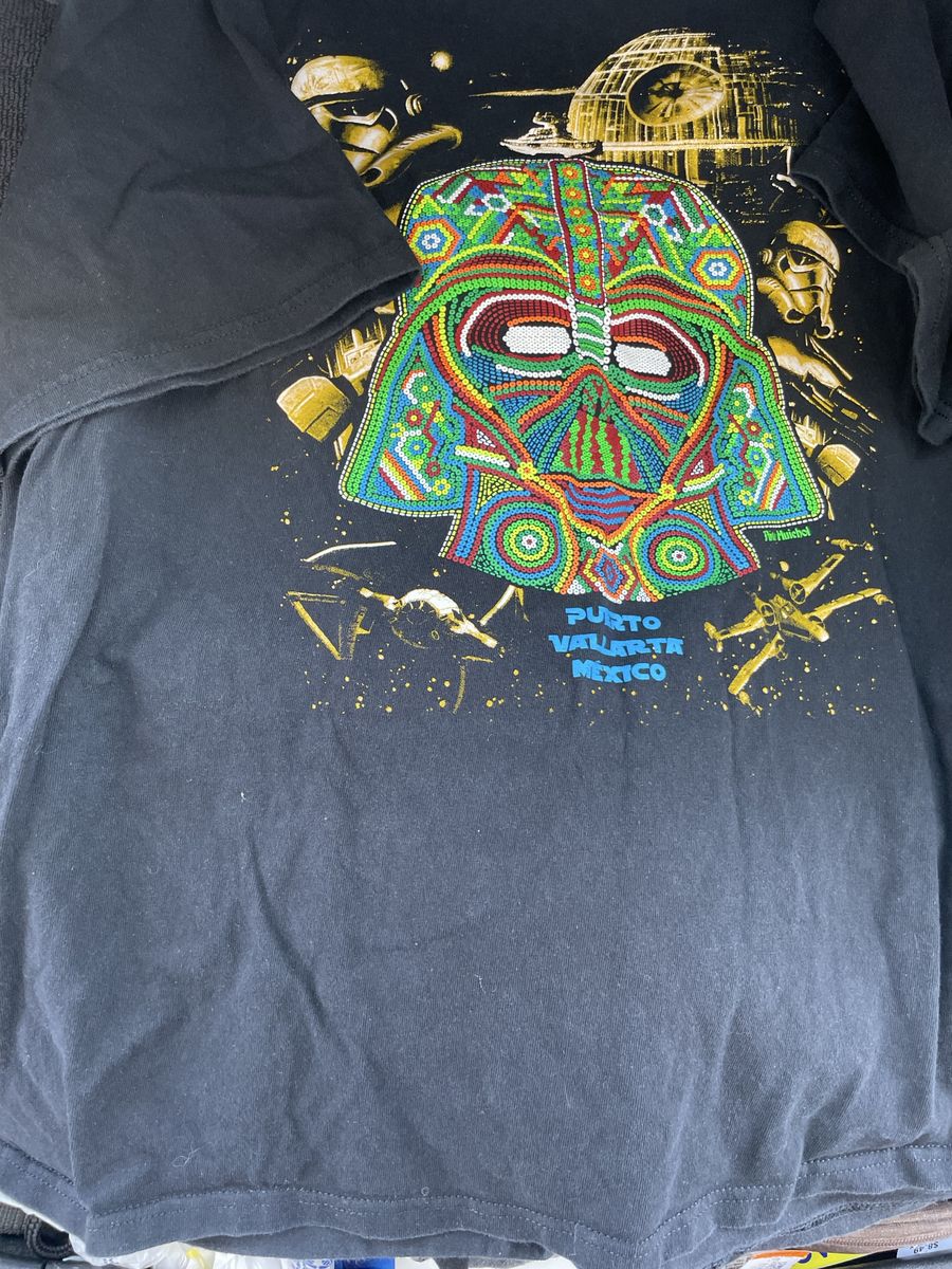Yazbek Heavyweight Star Wars Darth Vader Huichol Art Puerto Vallarta Mexico T-Shirt 2XL
