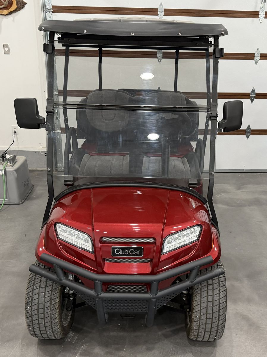 Club Car Onward HP Li-Ion 4-Seater Golf Cart - Red, Lifted, Brush Guard