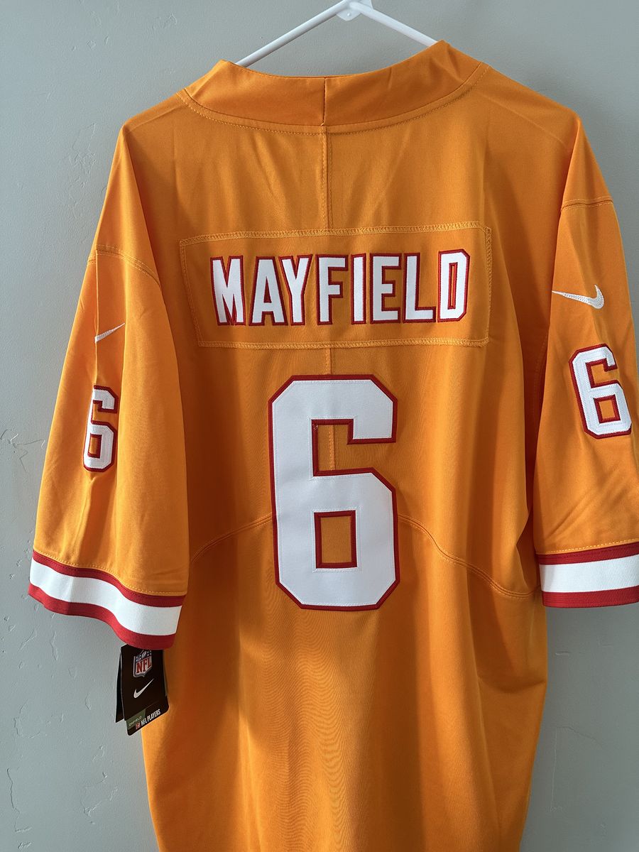Brand new Nike On-Field Tampa Bay Buccaneers Baker Mayfield #6 Creamsicle jersey.
