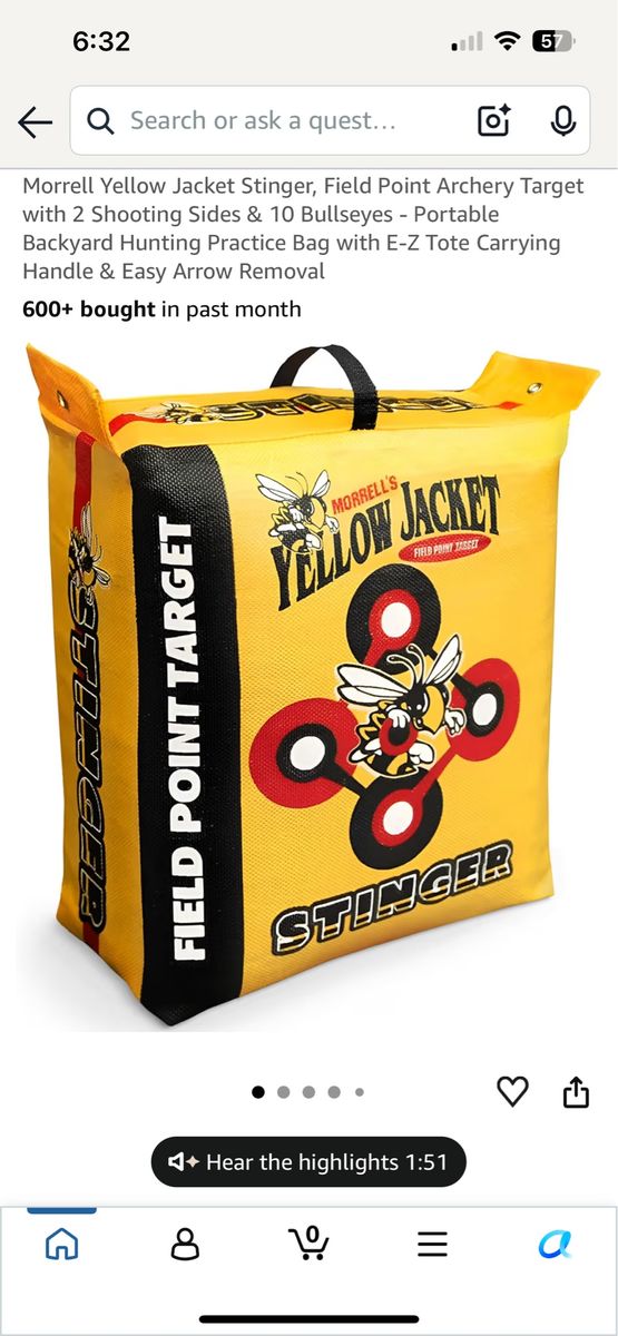 Morrell Yellow Jacket Stinger Field Point Archery Target - Portable Backyard Hunting Practice Bag