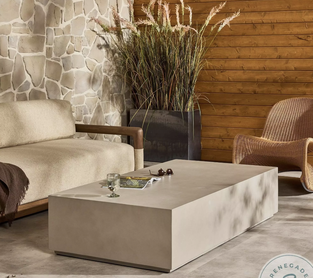 Four Hands Otero Natural Concrete Rectangular Outdoor Coffee Table
