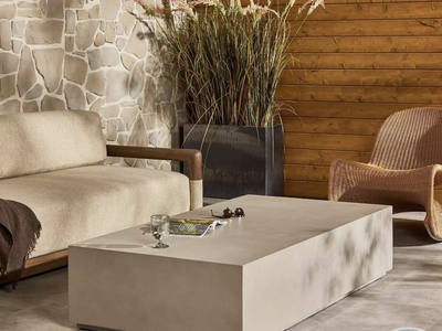 Four Hands Otero Natural Concrete Rectangular Outdoor Coffee Table