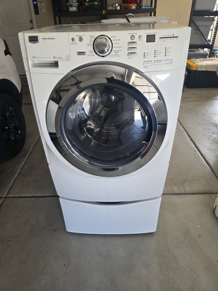 Maytag 4000 Series Front Load Washer with Pedestal Drawer - White 4.5 cu ft , $100 obo 