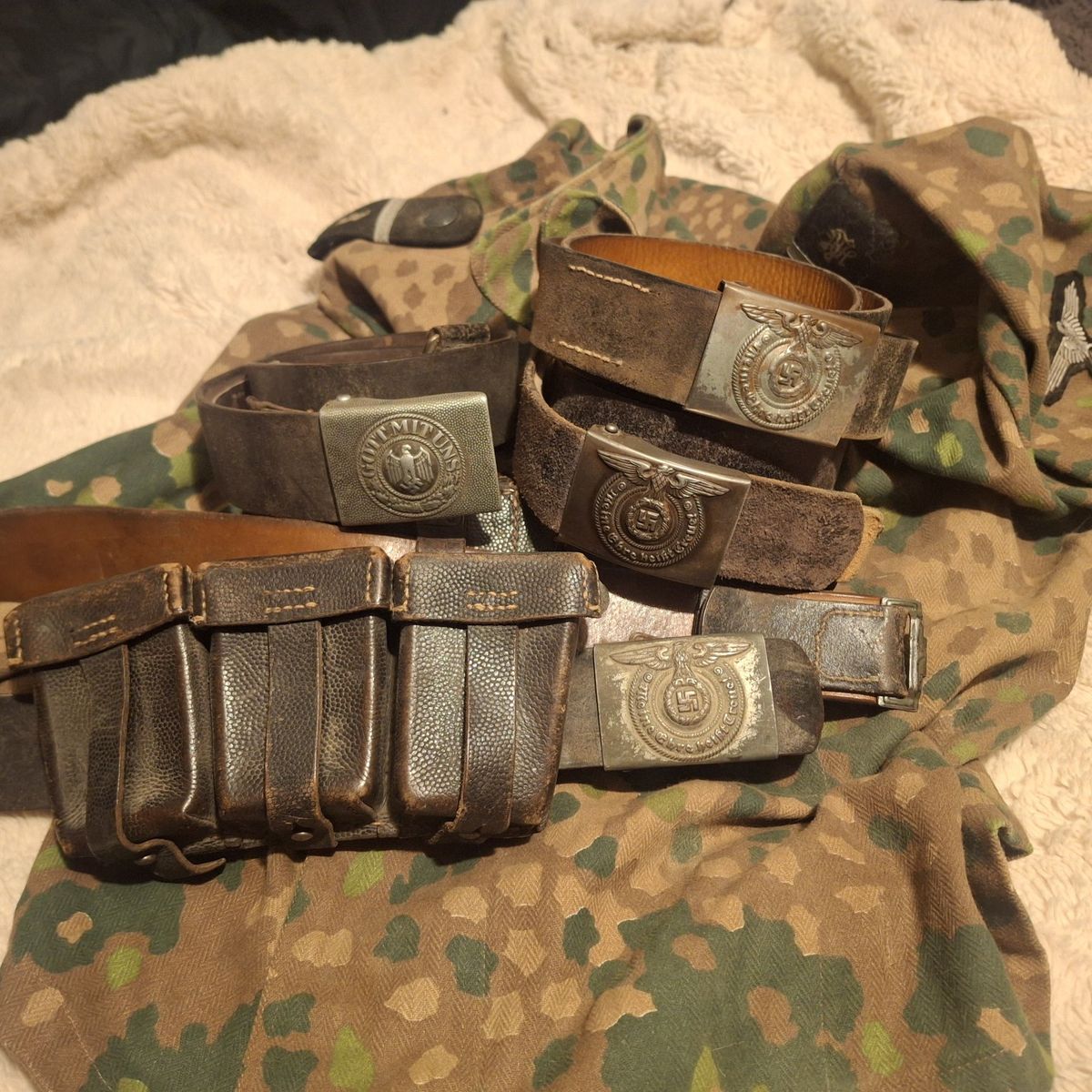 antique relic ww2 belts buckles heavy wear $600 each